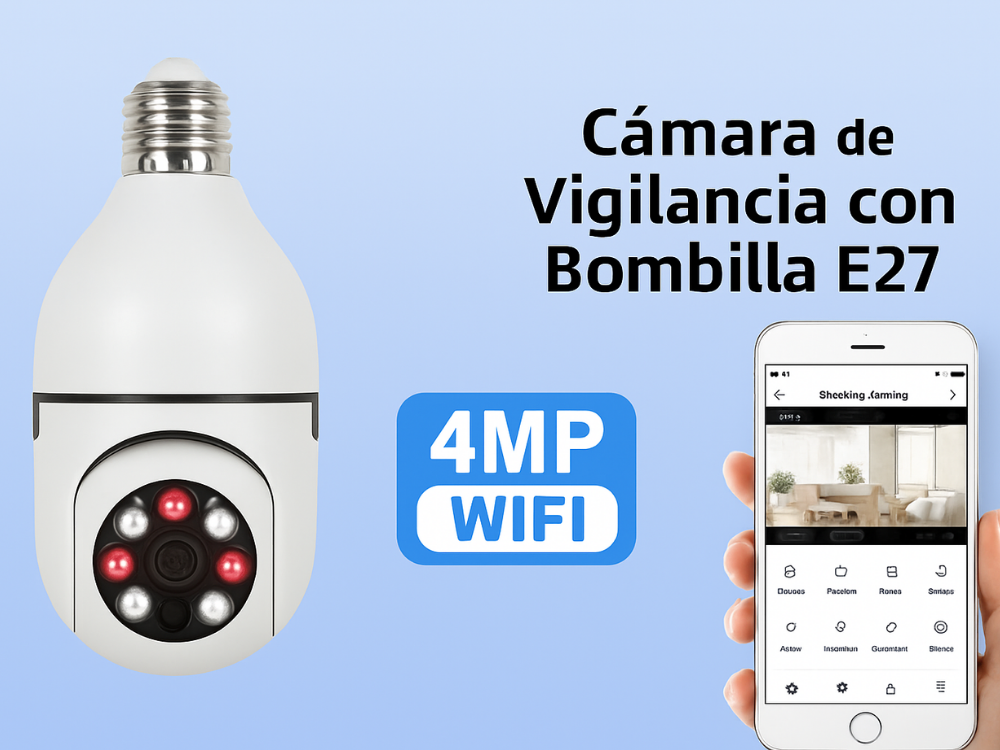 Cámara de Seguridad 360° Tipo Ampolleta (WiFi)